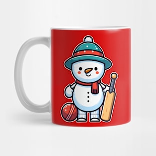 cute Snowman as a cricketer Mug